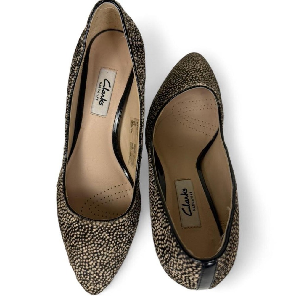 Clarks Narrative genuine dyed cow haircalf leather pumps heels size 8 - Picture 2 of 8